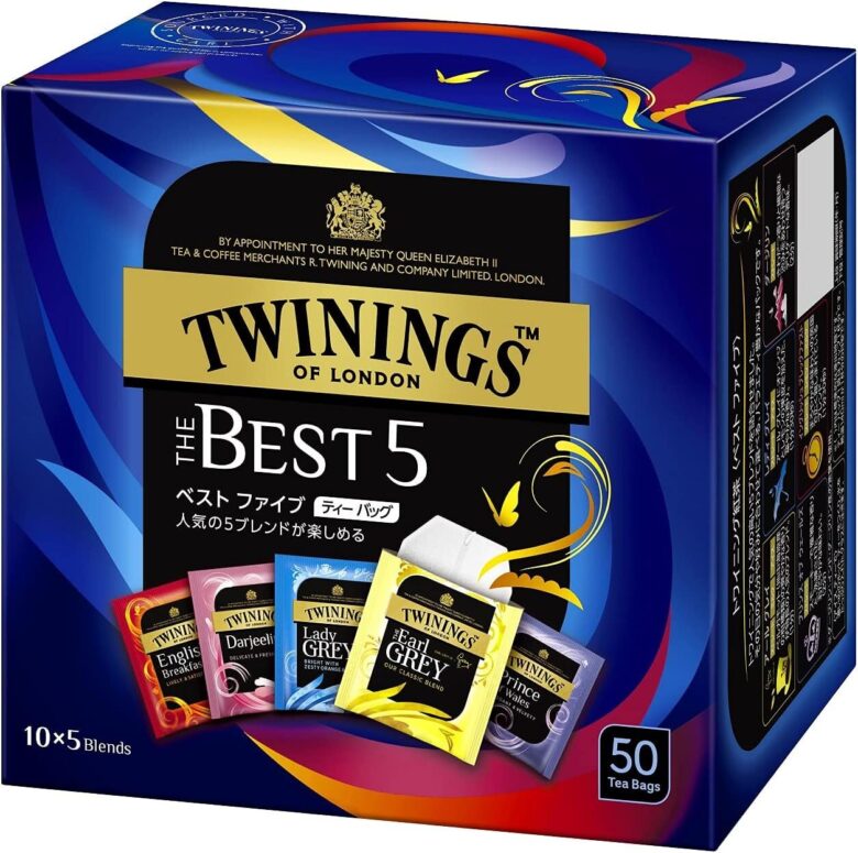 トワイニングの紅茶「ベストファイブ（BEST5）」：5種類はお湯の量が140mlと少なめなところが特徴。