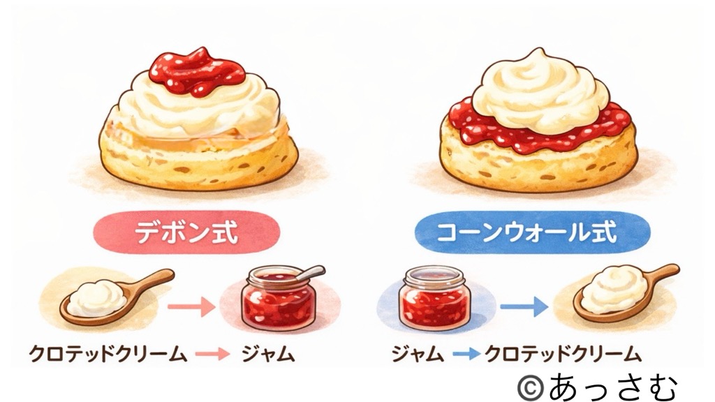 スコーンの味わいはクリームやジャムの塗り方で変わる